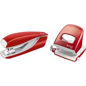 LEITZ® Bürolocher + Tischheftgerät SET, rot LEITZ® Bürolocher + Tischheftgerät SET, rot