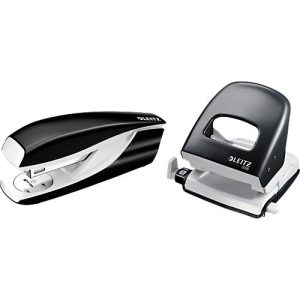 LEITZ® Bürolocher + Tischheftgerät SET, schwarz LEITZ® Bürolocher + Tischheftgerät SET, schwarz