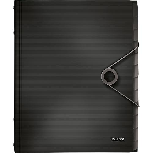 LEITZ® Dokumentenmappe Solid, DIN A4, 3 Schutzkappen, 12 Fächer, PP,schwarz