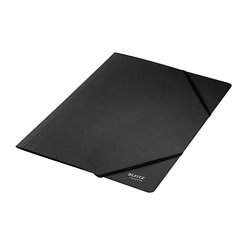 Leitz® Eckspanner Recycle, A4, bis zu 250 Blatt, Gummizugverschluss, zu 100 % recycelbar, Blauer Engel, Recyclingkarton, schwarz