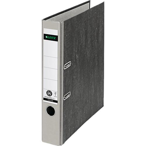 LEITZ® Ordner 1050, DIN A4, Rückenbreite 52 mm, Griffloch, geklebtes Rückenschild, Hartpappe, 20 Stück, grau