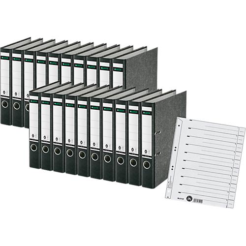 LEITZ® Ordner 1080, A4, 52 mm, Karton, Wolkenmarmor, 20 Stück + 1 x LEITZ® Trennblätter