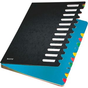 Leitz Pult-Ordner A4, mit 12 Fächern, aus langlebigem Karton, schwarz Leitz Pult-Ordner A4, mit 12 Fächern, aus langlebigem Karton, schwarz