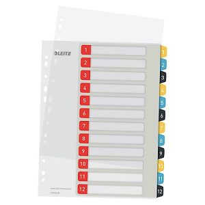 Leitz® Register Cosy, A4 Überbreite, beschreibbar, Universalllochung, austauschbares Deckblatt, Polypropylen, farbige Taben 1-12 Leitz® Register Cosy, A4 Überbreite, beschreibbar, Universalllochung, austauschbares Deckblatt, Polypropylen, farbige Taben 1-12