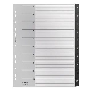 Leitz® Registermappe Recycle, A4, beschreibbar, Universalllochung, zu 100 % recycelbar, Kunststoff, schwarz, Taben 1-10 Leitz® Registermappe Recycle, A4, beschreibbar, Universalllochung, zu 100 % recycelbar, Kunststoff, schwarz, Taben 1-10