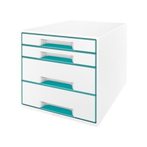 LEITZ® Schubladenbox WOW CUBE 5213, 4 Schübe, DIN A4, Polystyrol, eisblau LEITZ® Schubladenbox WOW CUBE 5213, 4 Schübe, DIN A4, Polystyrol, eisblau