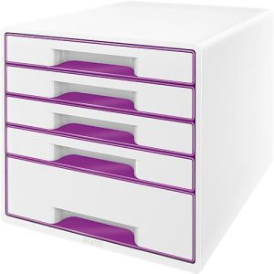 LEITZ® Schubladenbox WOW CUBE 5214, 5 Schübe, DIN A4, Polystyrol, violett LEITZ® Schubladenbox WOW CUBE 5214, 5 Schübe, DIN A4, Polystyrol, violett