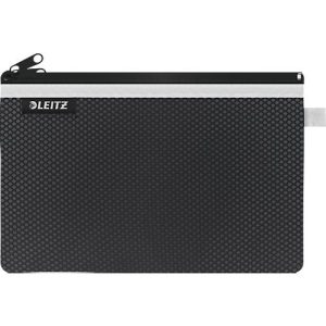 Leitz WOW Traveller Zip-Beutel, durchsichtiges Netzfach & blickdichtes Fach, Größe L, schwarz Leitz WOW Traveller Zip-Beutel, durchsichtiges Netzfach & blickdichtes Fach, Größe L, schwarz
