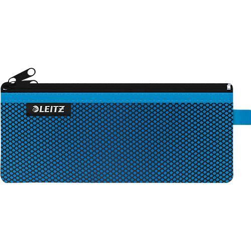 Leitz WOW Traveller Zip-Beutel, durchsichtiges Netzfach & blickdichtes Fach, Größe M, blau
