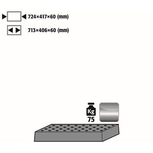 Lochblecheinsatz Standard für asecos Sicherheitsschränke der UB90 Serie, Edelstahl 1.4016, B 724 x T 417 x H 70 mm, bis 75 kg