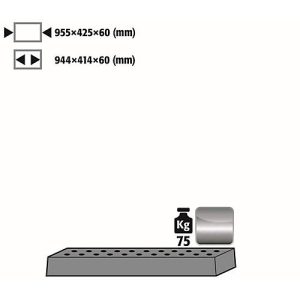 Lochblecheinsatz Standard für asecos Sicherheitsschränke der UB90 und UB30 Serie, Edelstahl 1.4301, B 955 x T 425 x H 60 mm, bis 75 kg
