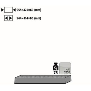 Lochblecheinsatz Standard für asecos Sicherheitsschränke der UB90 und UB30 Serie, Stahlblech, lichtgrau, B 955 x T 425 x H 60 mm, bis 75 kg