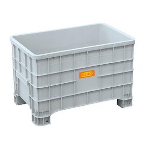 Logistikbox Cemo, Hart-Polyethylen (HDPE), grau, lebensmittelecht, B 1000 x T 635 x H 645 mm, 200 l hoch, mit Füßen Logistikbox Cemo, Hart-Polyethylen (HDPE), grau, lebensmittelecht, B 1000 x T 635 x H 645 mm, 200 l hoch, mit Füßen