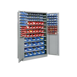 Magazinschrank Schäfer Shop Select, mit Ausstattung, B 1200 x T 500 x H 1935 mm, Stahl, weißaluminium RAL 9006