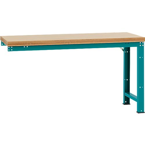 Manuflex Anbauwerkbank Profi Standard, Tischplatte Multiplex, 1750 x 700 mm, wasserblau