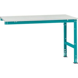 Manuflex Ansatztisch UNIVERSAL Standard, Tischplatte Melamin, 1500×1000, wasserblau