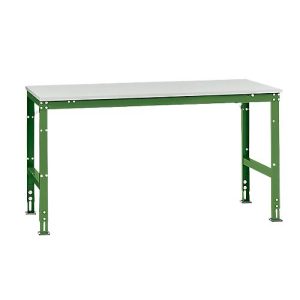 Manuflex Arbeitstisch UNIVERSAL Standard, 1750 x 1000 mm, Melamin lichtgrau, resedagrün Manuflex Arbeitstisch UNIVERSAL Standard, 1750 x 1000 mm, Melamin lichtgrau, resedagrün