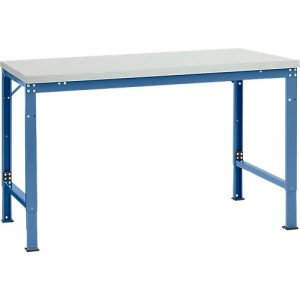 Manuflex Grundtisch UNIVERSAL Spezial, 1500 x 1000 mm, Melamin lichtgrau, brillantblau Manuflex Grundtisch UNIVERSAL Spezial, 1500 x 1000 mm, Melamin lichtgrau, brillantblau
