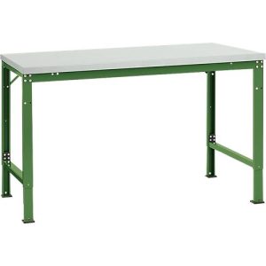 Manuflex Grundtisch UNIVERSAL Spezial, 1500 x 1000 mm, Melamin lichtgrau, resedegrün Manuflex Grundtisch UNIVERSAL Spezial, 1500 x 1000 mm, Melamin lichtgrau, resedegrün