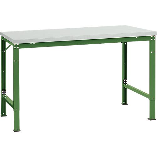 Manuflex Grundtisch UNIVERSAL Spezial, 1500 x 1000 mm, Melamin lichtgrau, resedegrün