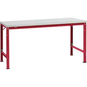 Manuflex Grundtisch UNIVERSAL Spezial, 1750 x 1000 mm, Melamin lichtgrau, rubinrot Manuflex Grundtisch UNIVERSAL Spezial, 1750 x 1000 mm, Melamin lichtgrau, rubinrot