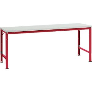 Manuflex Grundtisch UNIVERSAL Spezial, 2000 x 1000 mm, Kunststoff lichtgrau, rubinrot