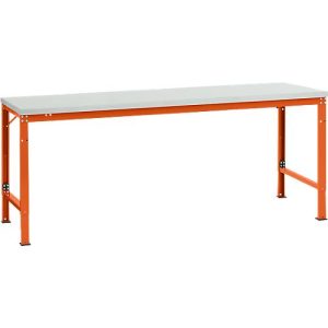 Manuflex Grundtisch UNIVERSAL Spezial, 2000 x 1000 mm, Melamin lichtgrau, rotorange