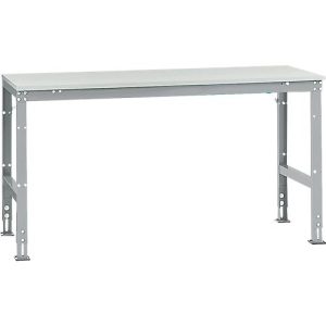 Manuflex Grundtisch UNIVERSAL Standard, Tischplatte Melamin, 1750×800, alusilber