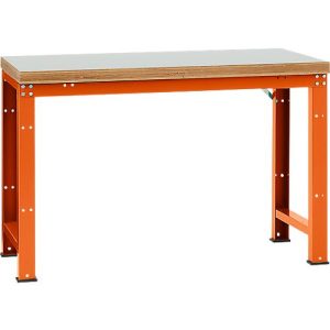 Manuflex Werkbank Profi Standard, Tischplatte Kunststoff B 1500 x T 700, rotorange Manuflex Werkbank Profi Standard, Tischplatte Kunststoff B 1500 x T 700, rotorange