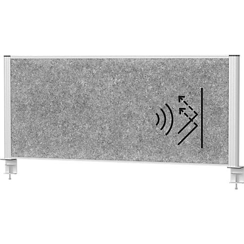 MAUL Tisch-Trennwand MAULconnecto, Akustikvlies 4000 g/m², Aluminiumprofil, B 1200 x H 500 mm, Akustik dunkelgrau, silber