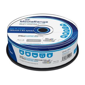 MediaRange – 25 x BD-R – 25 GB 6x – mit Tintenstrahldrucker bedruckbare Oberfläche – Spindel MediaRange – 25 x BD-R – 25 GB 6x – mit Tintenstrahldrucker bedruckbare Oberfläche – Spindel