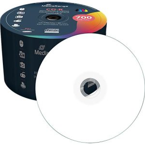 MediaRange CD-R MR208, Kapazität 700 MB/80 Minuten Laufzeit, 52-fache Schreibgeschwindigkeit, vollflächig bedruckbar, 50er-Spindel in umweltfreundlichem ECO Pack50 MediaRange CD-R MR208, Kapazität 700 MB/80 Minuten Laufzeit, 52-fache Schreibgeschwindigkeit, vollflächig bedruckbar, 50er-Spindel in umweltfreundlichem ECO Pack50
