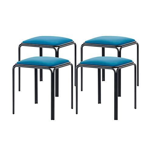 Meet by Paperflow Hocker Bistro, Stahl mit Samtbezug, Sitzhöhe 495 mm, B 420 x T 420 x H 495 mm, 4 Stück, schwarz/blau