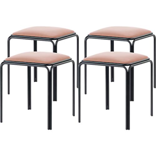 Meet by Paperflow Hocker Bistro, Stahl mit Samtbezug, Sitzhöhe 495 mm, B 420 x T 420 x H 495 mm, 4 Stück, schwarz/elfenbein