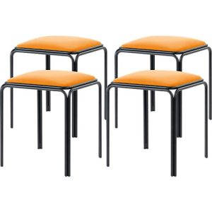 Meet by Paperflow Hocker Bistro, Stahl mit Samtbezug, Sitzhöhe 495 mm, B 420 x T 420 x H 495 mm, 4 Stück, schwarz/safran Meet by Paperflow Hocker Bistro, Stahl mit Samtbezug, Sitzhöhe 495 mm, B 420 x T 420 x H 495 mm, 4 Stück, schwarz/safran