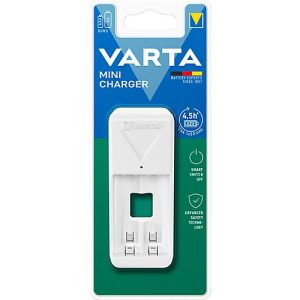 Mini Akkuladegerät für Batterien Varta, 2x AA/AAA, Ladezeit 4,5 h, EU-Stecker, 100-240 V, Timer-Abschaltung,B 43 x T 63 x H 103 mm, weiß Mini Akkuladegerät für Batterien Varta, 2x AA/AAA, Ladezeit 4,5 h, EU-Stecker, 100-240 V, Timer-Abschaltung,B 43 x T 63 x H 103 mm, weiß
