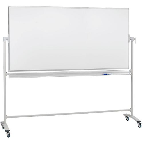 Mobile Drehtafel Franken, Querformat, 360° schwenkbar, mit Stativ, B 2000 x H 1000 mm, emailliert weiß