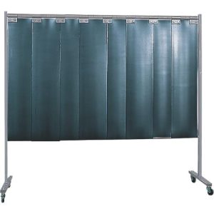 Mobile Schweißerschutzwand, 1-tlg., 2 mm starke Lamellen, EN ISO 25980, B 2100 x H 1920 mm, blau/dunkelgrün Mobile Schweißerschutzwand, 1-tlg., 2 mm starke Lamellen, EN ISO 25980, B 2100 x H 1920 mm, blau/dunkelgrün
