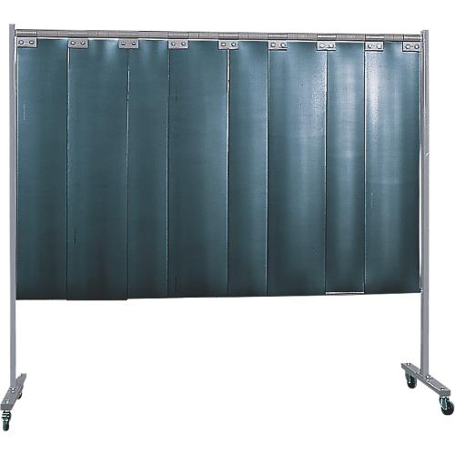 Mobile Schweißerschutzwand, 1-tlg., 2 mm starke Lamellen, EN ISO 25980, B 2100 x H 1920 mm, blau/dunkelgrün