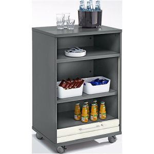 Mobiler Catering-Schrank mit Rolladen, B 650 x T 500 x H 1000 mm, graphit/weiß Mobiler Catering-Schrank mit Rolladen, B 650 x T 500 x H 1000 mm, graphit/weiß