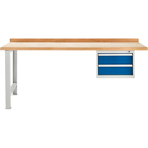 Modulare Werkbank Schäfer Shop Select, Anbaueinheit, Buche Multiplexplatte, bis 500 kg, B 2000 x T 700 x H 840 mm, Enzianblau ral 5010