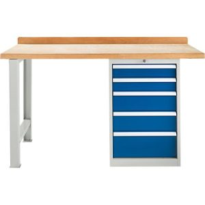 Modulare Werkbank Schäfer Shop Select, Grundeinheit, Buche Multiplexplatte, bis 500 kg, B 1500 x T 700 x H 840 mm, Lichtgrau ral 7035/Enzianblau ral 5010 Modulare Werkbank Schäfer Shop Select, Grundeinheit, Buche Multiplexplatte, bis 500 kg, B 1500 x T 700 x H 840 mm, Lichtgrau ral 7035/Enzianblau ral 5010