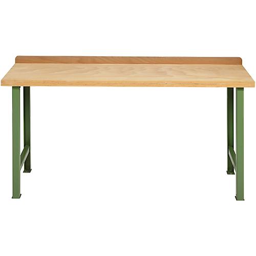 Modulare Werkbank Schäfer Shop Select, Grundeinheit, Buche Multiplexplatte, bis 500 kg, B 1500 x T 700 x H 840 mm, Resedagrün ral 6011
