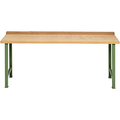 Modulare Werkbank Schäfer Shop Select, Grundeinheit, Buche Multiplexplatte, bis 500 kg, B 2000 x T 700 x H 840 mm, Resedagrün ral 6011