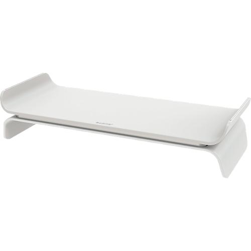 Monitorständer Leitz® Ergo, für 1 Display bis 27', höhenverstellbar, mit Stauraum für Tastatur, B 209 x T 438 x H 112 mm, hellgrau