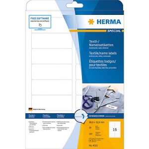 Namens- und Textiletiketten Herma, A4, 88,9 x 33,8 mm, selbstklebend, weiß, 320 Stück Namens- und Textiletiketten Herma, A4, 88,9 x 33,8 mm, selbstklebend, weiß, 320 Stück