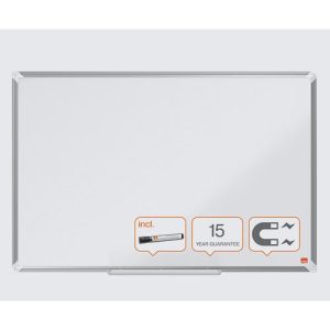 nobo Whiteboard Premium Plus, Stahl weiß emailliert, magnethaftend, B 900 x H 600 mm, inkl. abnehmbarer Stiftablage und 1 Boardmarker nobo Whiteboard Premium Plus, Stahl weiß emailliert, magnethaftend, B 900 x H 600 mm, inkl. abnehmbarer Stiftablage und 1 Boardmarker