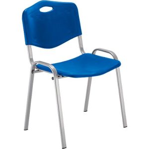NowyStyl Besucherstuhl, H 470 mm x B 460 mm x T 410 mm, Kunststoff, mit Stahlgestell, Antikratzfüße, stapelbar, aluminium-blau
