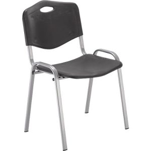 NowyStyl Besucherstuhl, H 470 mm x B 460 mm x T 410 mm, Kunststoff, mit Stahlgestell, Antikratzfüße, stapelbar, alusilber-anthrazit