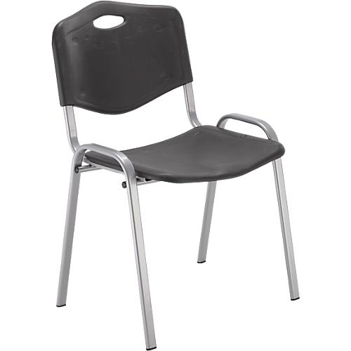 NowyStyl Besucherstuhl, H 470 mm x B 460 mm x T 410 mm, Kunststoff, mit Stahlgestell, Antikratzfüße, stapelbar, alusilber-anthrazit